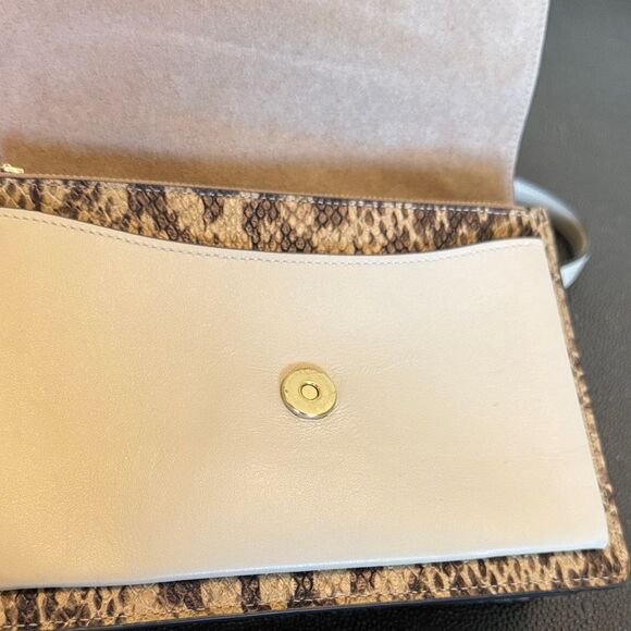 Coach Klare Blush Tan and Snakeskin Leather Crossbody Bag with chain - Picture 5 of 15